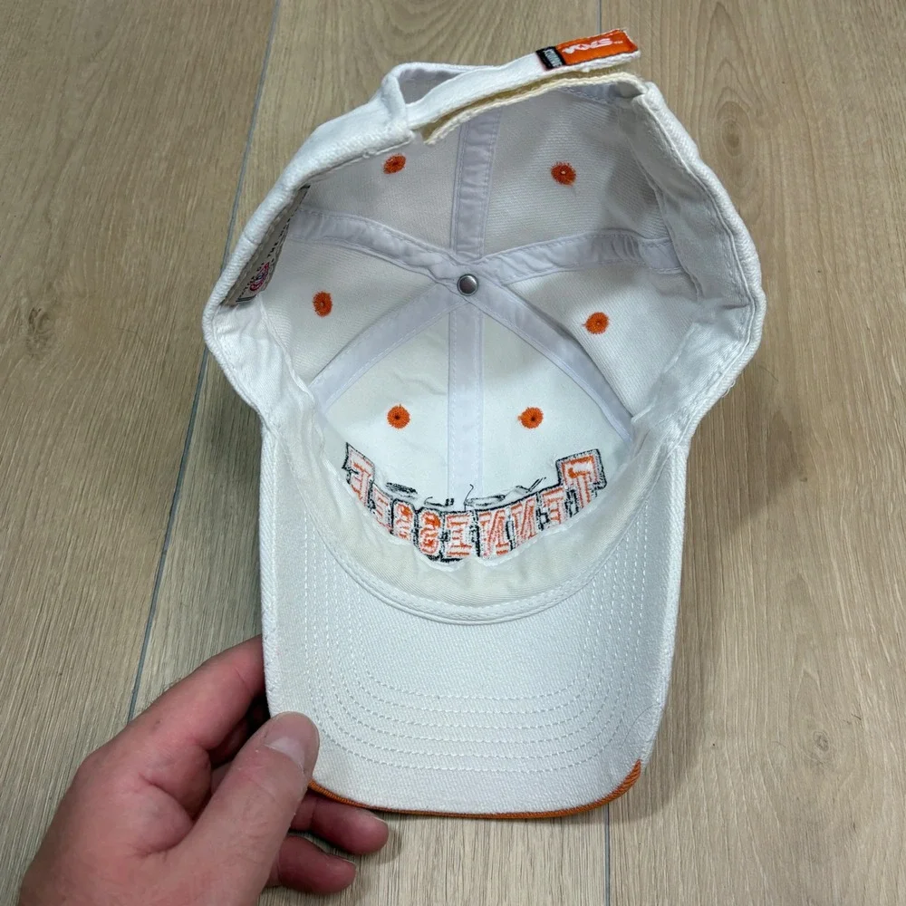 Vintage Tennessee Volunteers Vols Hat White Orange Strap Adjustable Cap Y2K